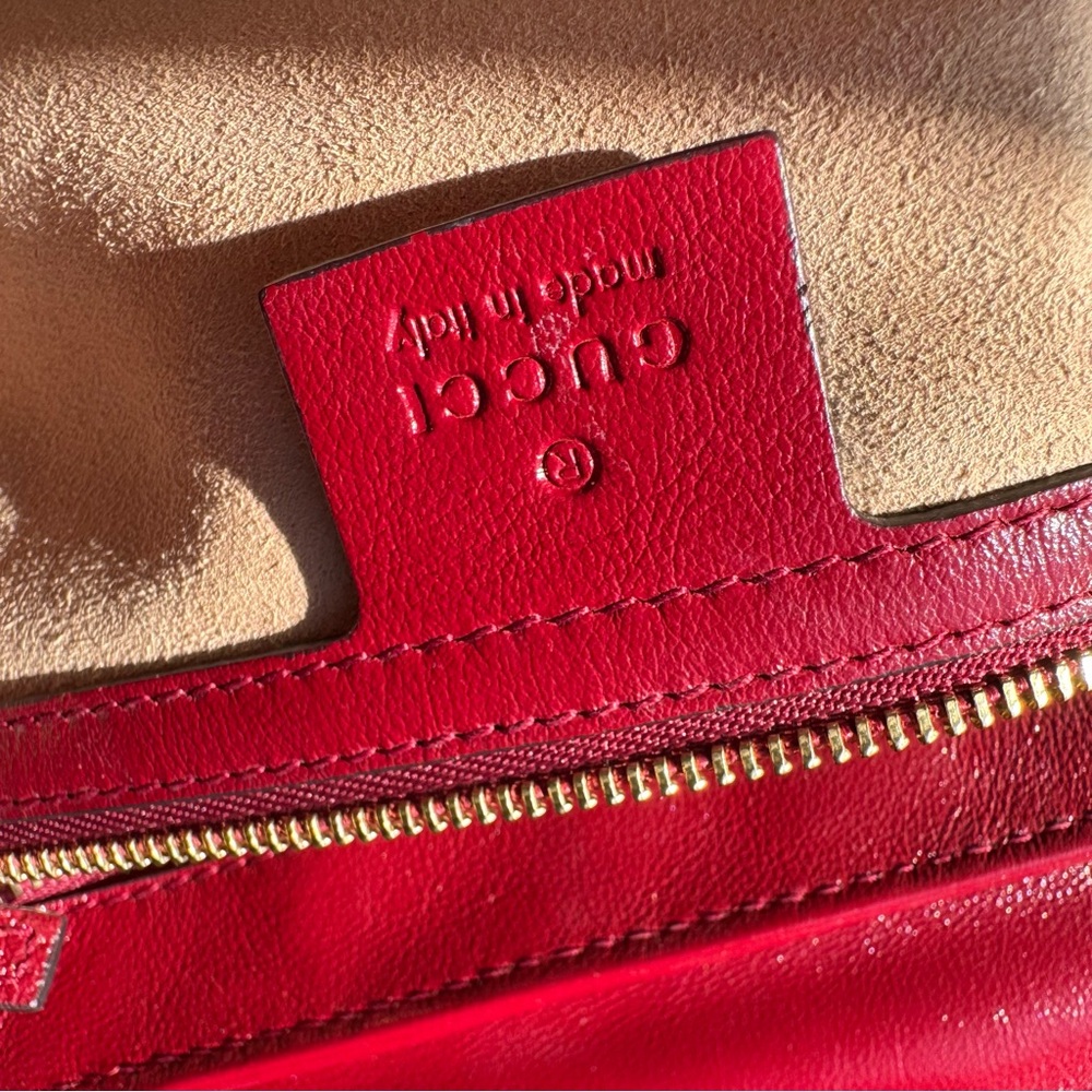 Gucci Azalea Marmont GG Chain Shoulder Bag in Red - Picture 12 of 16